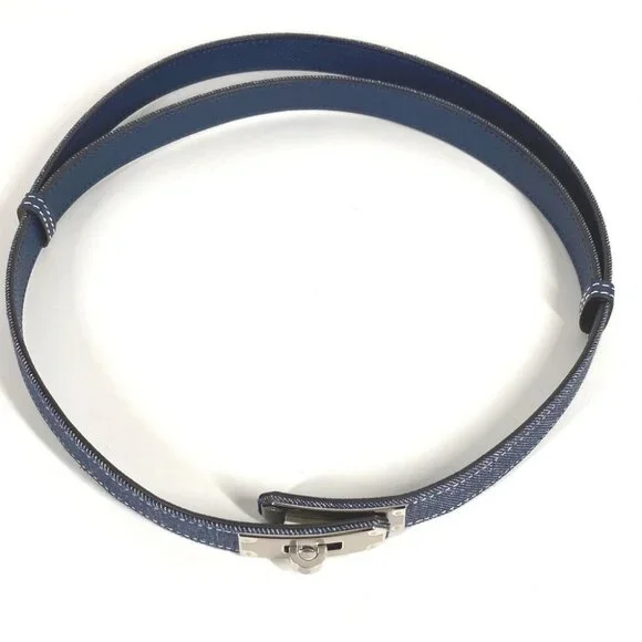 HERMES H010777UKAA Kelly Jean 18 Belt belt Denim / Leather blue Unused